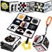 Jiosdo Baby toy 0-3 months contrast toys baby fabric book crackling cloth dice contrast book black white black & white stroller toys gift sets baby toys 0 3 6 12 months (3PCs) fabric book+crackling cloth+dice
