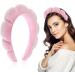 WLLHYF Spa Headband Sponge Terry Towel Cloth Fabric Headband Puffy Fashion Hairband Thick Padded Hair Hoops Non Slip Valentine's Day Hair Accessory for Women Girls Washing Face Skin Care Makeup Pink - Buy Online on GoSupps.com