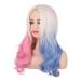 Morvally 20" Ombre Synthetic Wig - Wavy Blonde Blue Pink Hair for Women | Cosplay & Halloween - Buy Online on GoSupps.com