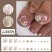 24Pcs Square Press-On Toenails - Short Fake Pink & White French Tip with Floral Rhinestones & Gold Glitter - Acrylic Toe nails for Women & Girls - Buy Online on GoSupps.com
