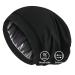 Alnorm Cozy Satin Lined Black Slouchy Beanie Cap for Women - Soft Elastic Band - Buy Online on GoSupps.com