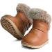 MINBEI Baby Girls Soft Leather Winter Snow Boots Waterproof - Toddler Girls Pink White Rose Gold Brown (Size 10 UK Child) - Brown - Buy Online on GoSupps.com