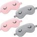 4 Pieces Sleep Eye Masks Silk Sleep Eye Cover Cute Lightweight Adjustable Eyeshade Mask Satin Night Eyeshade Covers for Women Men Sleep Travel Nap (Gray  Pink)