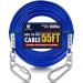 Watfoon dog leash for courtyard 10.7 m 13.7 m 16.8 m 19.8 m 22.9 m steel cable runner robust adhesive belt buying long dog chains for outside camping (blue blue 16.8 m) 55ft blue