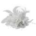 Flower Feather Bead Corsage Hair Clips Fascinator Hairband and Pin (White)