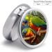 Round Pill Box with Parrot Painting - 3 Compartment Pill Organizer - Decorative Metal Portable Pocket Pill Case - Buy Online on GoSupps.com