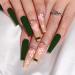 Sethexy Long Coffin Flower False Nails - 24pcs Green Acrylic Press-On Nails for Women & Girls | Spring Matte Art - Buy Online on GoSupps.com