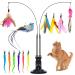 Gohhme Interactive cat toys fishing with spring 15 pieces of cat toys with fish cat fishing with suction cup cat bar toys with feathers for cats for cats spring toys with suction cup 15 pieces blue bird multi -colored