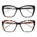 AMOMOMA Trendy TR90 Oversized Blue Light Reading Glasses Women Stylish Square Cat Eye Glasses AM6031 C1.black+c6.tortoise 2.0 x