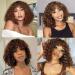 Curly Bob Wig with Bangs - Short Afro Human Hair Wigs for Black Women 12 inch P4/30 - Buy Online on GoSupps.com