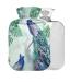 Watercolor Peacock Leaves Hot Water Bottle with Cover 1L Small Hot Water Bag for Pain Relief Cramps BPA Free