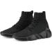 Santiro Men's Breathable Knit Slip On Sneakers - Size 10, All Black - Buy Online on GoSupps.com