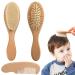 Baby hair brush and ridge set 3 pieces of personalized hairbrush baby baby brush with soft goat bristles wood baby hair brushes and baby comb for newborns children baby baptism gifts