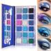 Blue Purple Eyeshadow Palette 18 Color Matte Shimmer Glitter Eyeshadows Makeup Palettes Highly Pigmented Waterproof Blue Teal Cool Tone Christmas Eyeshadow Makeup Pallet for Girl