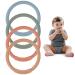 Baby Teething Rings Baby teether Toys Soft Silicone Teether Bracelets for 3+Month Babies Wearable as Mom Bracelets Baby chew Toys BPA Free 4 Pack (Ether+Sage+Muted+Apricot)