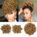 Afro Puff Drawstring Ponytail with 2 Bangs Pineapple Hair for Black Women Synthetic Short Kinky Curly Ponytail Bun with 2 Replaceable Bangs(27#) 3 Piece Set 27#