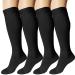 Ddobb 4 pairs compression stockings women and men support stockings compression socks support socks travel socks for flight sport running cycling 4xl black*4