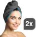 Haarurban Microfiber Set - 2 Quick-Drying Turban Towels in Dark Gray/Blue | Strong Suction Hair Drying Towels - Buy Online on GoSupps.com