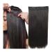 Clip in Hair Extensions Clip in Hair Extensions Real Human Hair Natural Black Hair Extensions Clip in Human Hair Double Weft Soft Straight Hair Extensions with 5 Clips Clip In One Piece Clip in Exten 20inches 1PC Natural Color