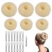 VEGCOO 6 pieces donut bun cushion donut hair bun maker set hair styling hairstyle aid set nylon hair tie cream white