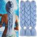 Blue Braiding Hair Jumbo Braids Hair Extensions Colored Braid Hair Synthetic Braid Hair Light Blue Braiding Hair for Braiding (24 Inch 3Pcs/Lot, Light Blue )