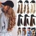 Synthetic Long Curly Wavy Baseball Cap with Hair Brown Black Blonde Women Wig Hats with Hair Wavy Extensions Sandy blonde & bleach blonde Sandy blonde & bleach blonde 16" Curly Wavy