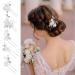 5 Piece Silver Flower Hair Pins for Brides - Pearl Wedding Hair Accessories & Clips - Buy Online on GoSupps.com
