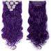 Silk-co Long Curly Wavy Hairpiece Extensions - 8 Pcs Full Head 18 Clips, Synthetic Heat Resistant, 24 inch Dark Purple - Buy Online on GoSupps.com