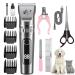 ONAHA Dog Trimmer Suitable for Thick Coating/Low Noise Rechargeable Cordless Pet Shavers with Stainless Steel Blades IPX6 Waterproof Suitable for Pet Grooming and Men's Trimming (Grey)