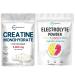 Micro Ingredients Hydration Electrolyte Powder & Creatine Monohydrate Capsules | 2 Pack Bundle | High Potassium 1 000mg + Lemon Raspberry Flavor | Micronized Creatine Pills + Easily Absorbed