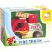 Bino Holzauto Feuerwehr - Wooden Fire Truck Toy for Kids 12 Months+ | Fold-Out Ladder PVC Tires Promotes Hand/Eye Coordination - 17x12x9 cm Red - Buy Online on GoSupps.com