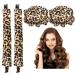 Heatless Hair Curler 2PCS Satin Heatless Curls Set Heatless Curlers Headband with Hairnet Hair Curlers No Heat Heatless Curling Set For Sleeping Overnight Lazy Curlers DIY Hair Tools (leopard print)
