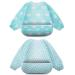 Little Dimsum Weaning Bibs Set with Sleeves Long Sleeved Waterproof Toddlers Feeding Bib Apron Food Protection Large Pocket Overalls 6-36 Months (LS/Blue)