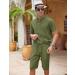 COOFANDY Men's Linen 2-Piece Set: Short Sleeve Henley Shirt & Shorts | Army Green XX-Large - Buy Online on GoSupps.com