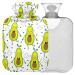 Naanle Cute Happy Avocado Heat bottle with reference Transparent hot water bottle 1L heat bottle for bed hand feet warmer pain relief heat and cold therapy