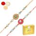 Ghasitaram Gifts Rakhi for Brother Rakhis Online - Set of 2 Rm- 643 and Rm- 654 Premium Rakhis with 200 GMS of Soan Papdi