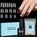 Tomicca artificial nails nail tips for gel nails - coffin ultra short nail tips with nail glue set 120 pcs soft gel full cover nail tips professional salon quality - 12 sizes 120stk coffin
