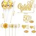19-Piece Golden Wedding Cake Topper Set | 50th Birthday Decoration | Glitzy Torten Deko for Golden Years Celebration - Buy Online on GoSupps.com
