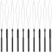 10 Pieces Hair Extension Loop Needle Threader Pulling Hook Tool and Bead Device Tool Black Loop Threader for Hair or Feather Extensions (Black)