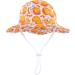 LANGZHEN Beach Sun Protection Hat for Baby Girls - Adjustable Wide Brim Toddler Hat with Chin Strap, White-Orange, 1-2 Years - Buy Online on GoSupps.com