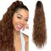 Ponytail Extension 32 Inch Drawstring Ponytail Hair Extensions for Women Long Curly Corn Wavy Ponytail Natural Wavy Synthetic Hairpiece for Women Daily Use Party Light Auburn D-Light Auburn