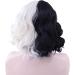 Cruella Deville Wigs Black and White Wigs Short Curly Wig & Wig Cap Wavy Curly Wigs Halloween Cosplay Party Wig for Women Men Halloween Decoration Cosplay supplies - Buy Online on GoSupps.com