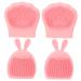 BIUDECO 4 Pieces Cleansing Brush Rabbit Ears Hand Massager Facial Cleansing Brush Facial Massager Facial Cleanser Detergent Miss Face Silica Gel