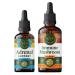HERBAMAMA Adrenal Support and Super Immune Mushrom Blend Kit - Bundle of Liquid Adrenal Support Complex 2 fl oz & Super Immune Mushroom Drops 4 fl oz - Vegan Non-GMO Sugar & Alcohol-Free - 2 Pack