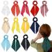 12 Pack Colorful Solid Satin Long Ribbon Hair Bows for Girls Scrunchies Hair Ties for Thick Hair Ponytail Holders Headbands Elastics Rubber Hairbands Bubbles Rings 90s Hair Accessories for Women