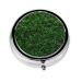 Green Lawn Portable Metal Pill Box Round Mini 3-Compartment Plastic Insert hinged Fastening Design Suitable for Small Pills Must-Have for Travel