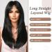 Allbell Long Black Layered Wig for Women - Synthetic Straight Wig with Bangs | Natural Look 2068-8 - Buy Online on GoSupps.com