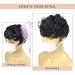 Rofa Short Wavy Synthetic Hair Wig with Bangs - Pixie Cut Curly Wig for Black & White Women (1B) - Buy Online on GoSupps.com