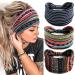 Zoestar boho wide stripes Black yoga headscarf knotted turban hair bands vintage stylish head wrap elastic fashion hair accessories for women and girls (3 pieces) (a)
