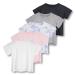 5 Pack: Women's Dry Fit Crop Top - Short Sleeve Crew Neck Stretch Athletic Tee (Available in Plus Size) Regular Size Medium Set 6